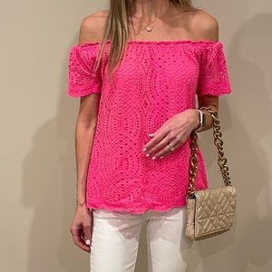 Lilly Pulitzer lace off the shoulder top-excellent condition